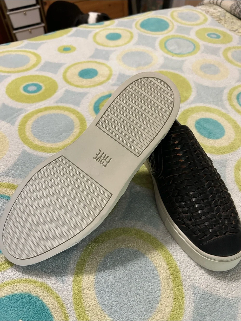 Frye Gabe Men’s Size 10 Black Woven Leather Slip-On Sneakers